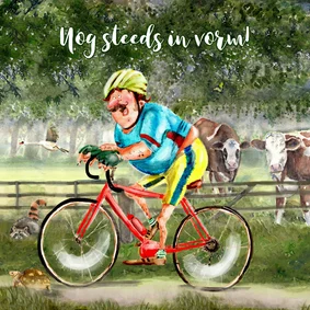 Verjaardagskaart op de racefiets