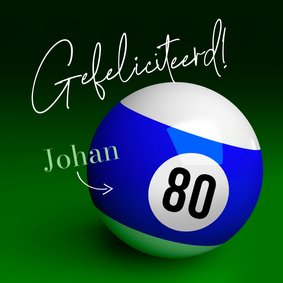 Verjaardagskaart pool biljart bal gefeliciteerd 80