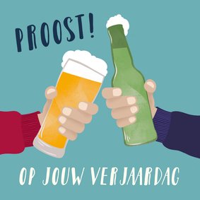 Verjaardagskaart - Proosten met bier