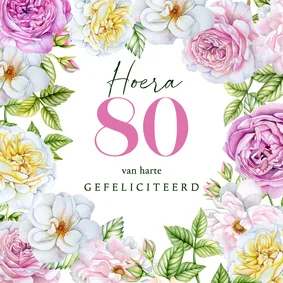 Verjaardagskaart rozen pastel