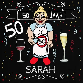 Verjaardagskaart Sarahpop wijntje