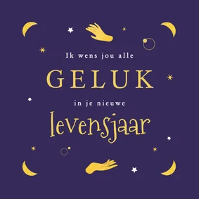 Verjaardagskaart spiritueel veel geluk maan zonnen