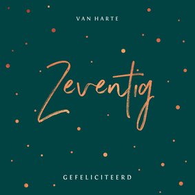 Verjaardagskaart stijlvol 70 jaar met rosé confetti