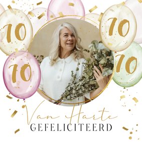 Verjaardagskaart stijlvol ballonnen goud foto