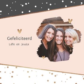 Verjaardagskaart stijlvol confetti hartjes foto goud