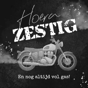 Verjaardagskaart stoer motor zestig zilver grijs