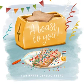 Verjaardagskaart 'Toast to you'