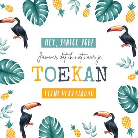 Verjaardagskaart toekan zomer ananas jungle