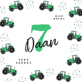 Verjaardagskaart tractor en confetti