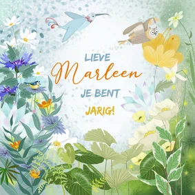 Verjaardagskaart tuin in de zomer