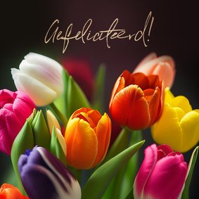 Verjaardagskaart tulpen bloemen kleurrijk gefeliciteerd