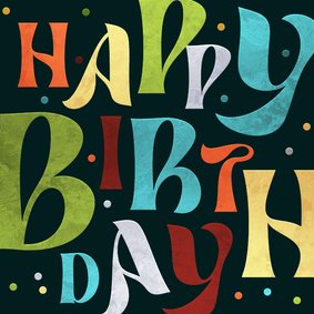 Verjaardagskaart typografisch confetti modern birthday