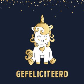 Verjaardagskaart Unicorn goud