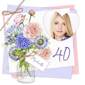 Verjaardagskaart vaas bloemen