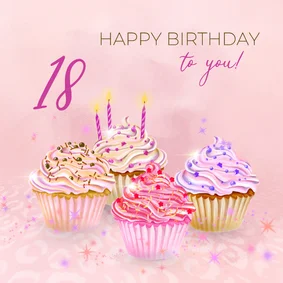 Verjaardagskaart versierde cupcakes