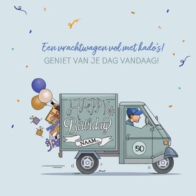 Verjaardagskaart Vespa Ape grijsgroen