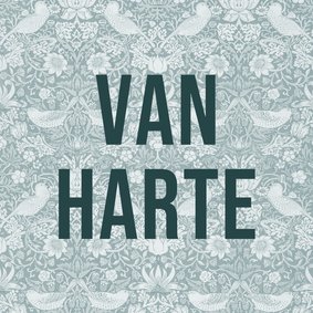  Verjaardagskaart vintage patroon blauw van harte