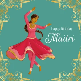 Verjaardagskaart voor een Kathak danseres