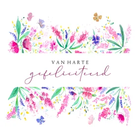 Verjaardagskaart vrolijk gekleurde bloemen met tekst