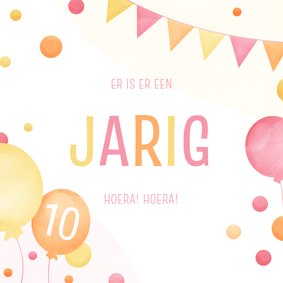 Verjaardagskaart vrolijk met slingers ballonnen en confetti