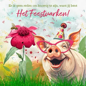 Verjaardagskaart vrolijke verjaardag varken