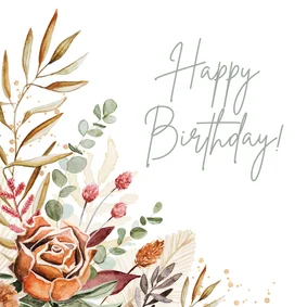 Verjaardagskaart vrouw bohemian droogbloemen stijlvol
