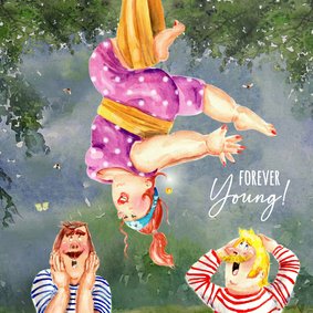 Verjaardagskaart vrouw fitness in het bos