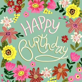 Verjaardagskaart vrouw moderne bloemen illustratie