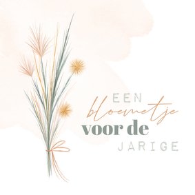 Verjaardagskaart waterverf droogbloemen voor de jarige