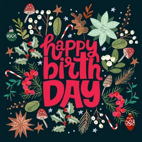 Verjaardagskaart winter bloemen december