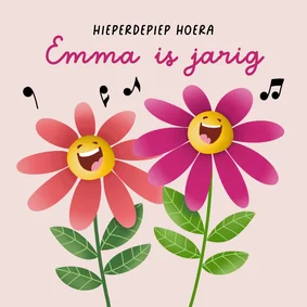 Verjaardagskaart - Zingende bloemen