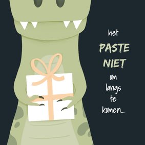 Verjaardagskaartje humor dinosaurus het paste niet 