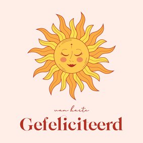 Verjaardagskaartje met gele zon met gezichtje