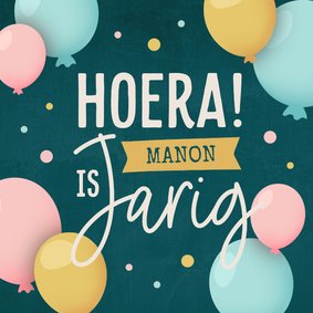 Verjaardagskaartje met kleurrijke ballonnen