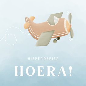 Verjaardagskaartje met vliegtuigje in naturelkleuren