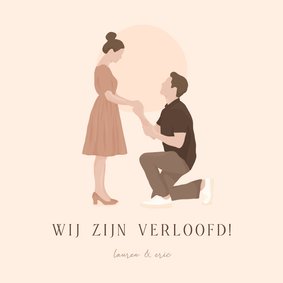 Verlovingskaart met illustratie portret van aanzoek