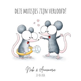Verlovingskaart - muisjes met verlovingsring