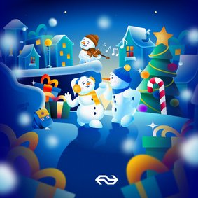 Vierkant kerstkaartje NS Wintercity