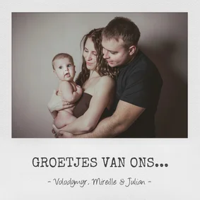 Vierkante ouderwets kader fotokaart met eigen tekst