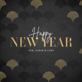 Vintage nieuwjaarskaart met goudlook patroon Happy New Year