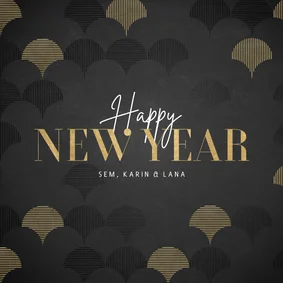 Vintage nieuwjaarskaart met goudlook patroon Happy New Year