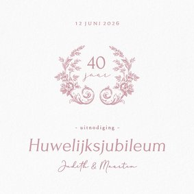 Vintage uitnodiging huwelijksjubileum met klassieke rozen