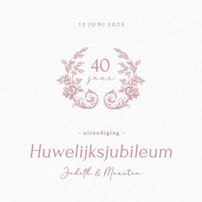 Vintage uitnodiging huwelijksjubileum met klassieke rozen