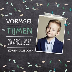 Vormsel krijtbord confetti jongen - DH