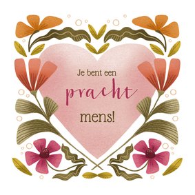 Vriendschapskaart met bloemen en hart