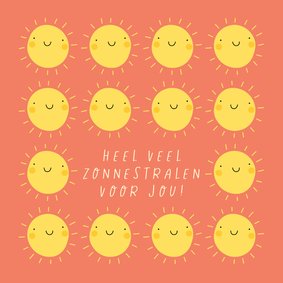 Vrolijk beterschapskaartje met smiley zonnetjes