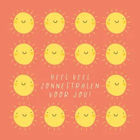 Vrolijk beterschapskaartje met smiley zonnetjes