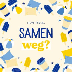 Vrolijk kaartje patroon zomer reizen samen weg?