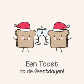 Vrolijk kerstkaartje met boterhammen met kerstmuts toast