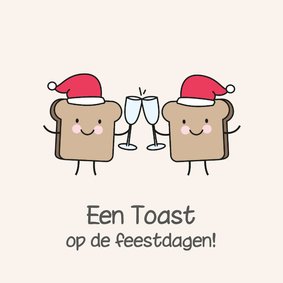 Vrolijk kerstkaartje met boterhammen met kerstmuts toast